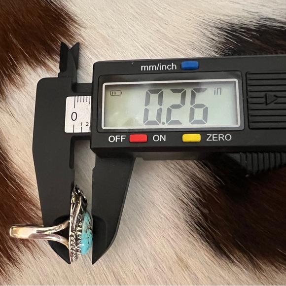 ❤️ Kingman Turquoise Statement Sterling Navajo Style Feather Leaf Ring Sz 7.5 - Picture 15 of 16